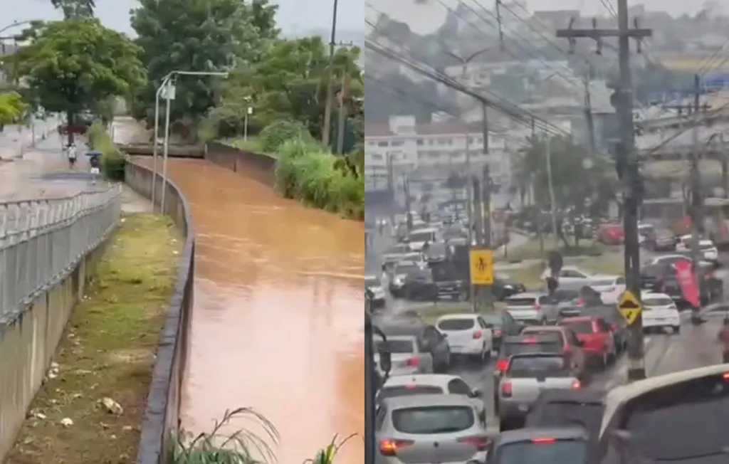 Chuvas provocam alagamentos e afetam o transporte na região neste domingo de eleição