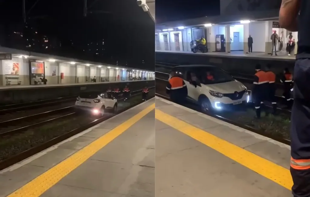 Carro invade trilhos da Linha 7-Rubi na estação Água Branca e interrompe circulação de trens